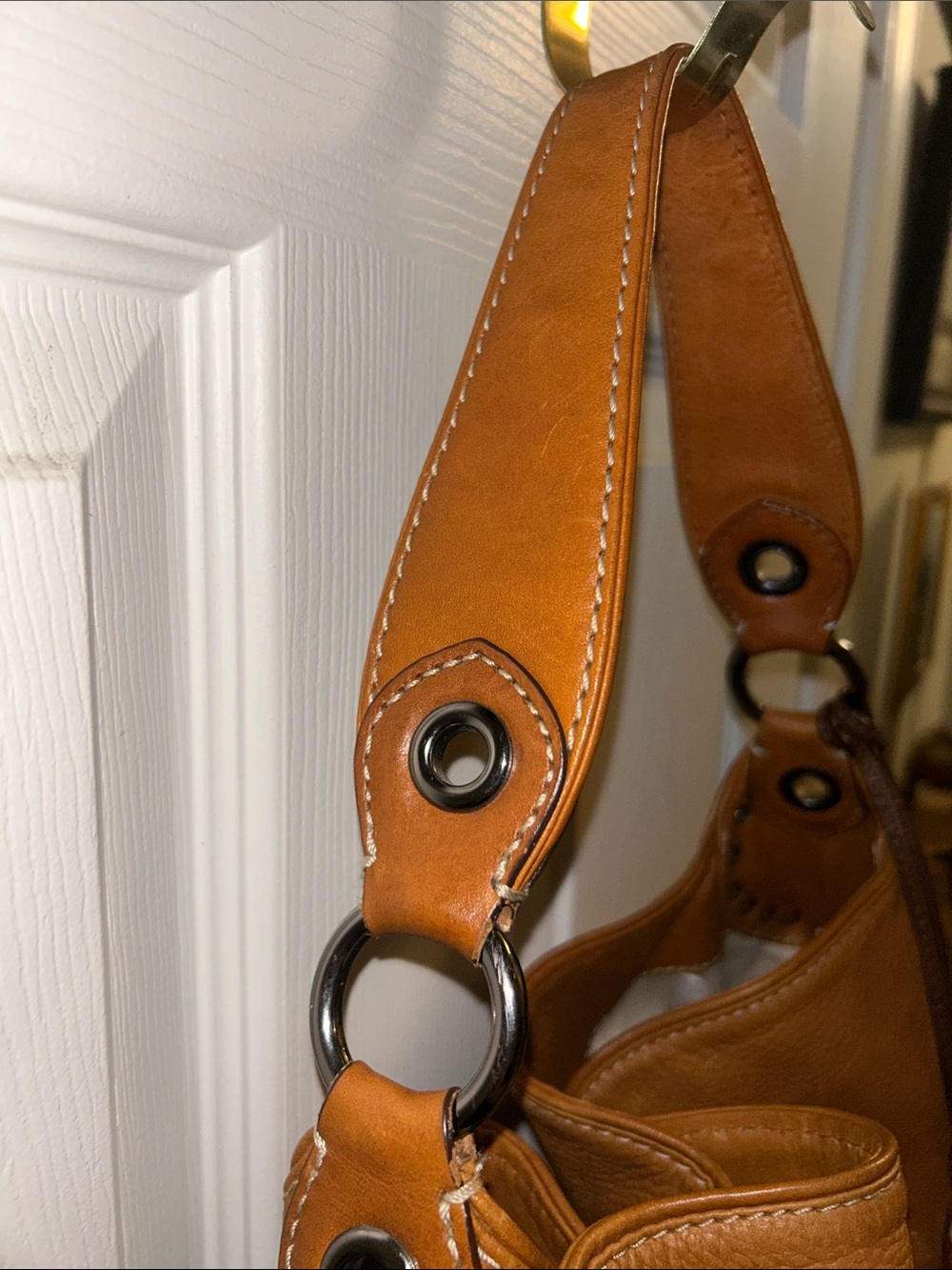 Michael Kors Cognac Pebbled Leather Studded Shoulder Hobo - Picture 5 of 10